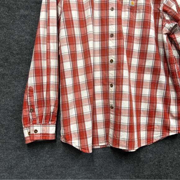 Carhartt Relaxed Fit Red Plaid Button-Up Shirt Size XL - Picture 5 of 12